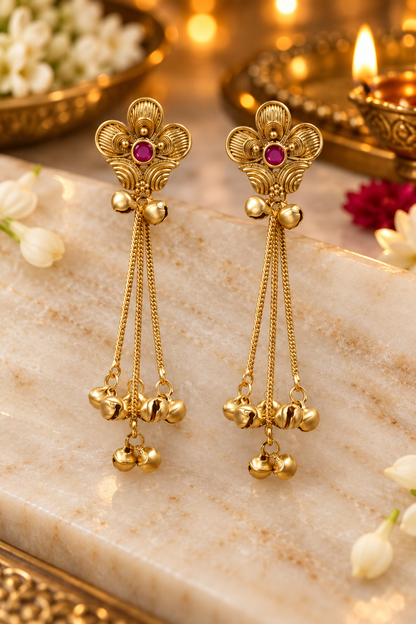 Seevee Fashion Gold Plated Pota Stone kashmiri Earrings for Women