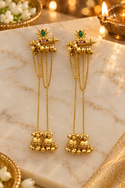 Seevee Fashion Gold Plated Pota Stone kashmiri Earrings for Women
