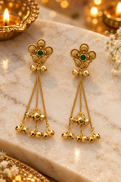 Seevee Fashion Gold Plated Pota Stone kashmiri Earrings for Women