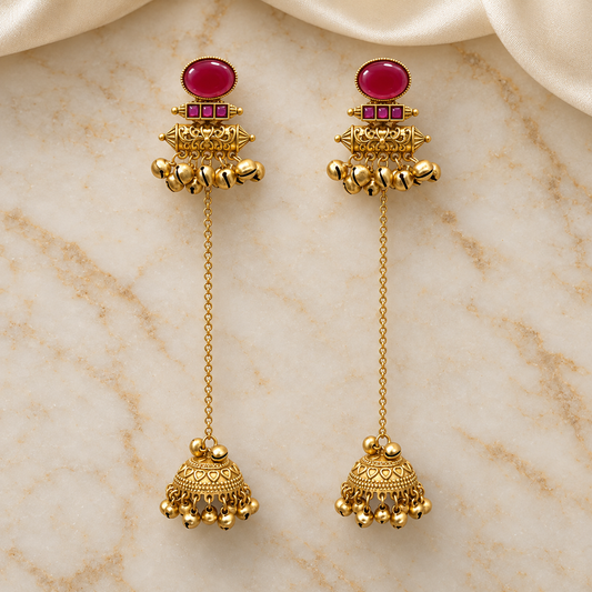 Seevee Fashion Gold Plated Pota Stone kashmiri Earrings for Women