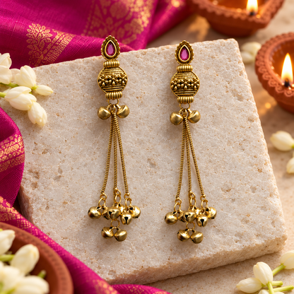 Seevee Fashion Gold Plated Pota Stone kashmiri Earrings for Women