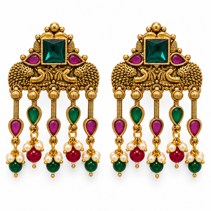 Seevee Fashion Gold Plated Kundan Stone Dangler Earrings for Women