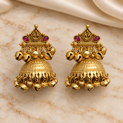 Seevee Fashion Gold Plated Pota Kundan Stone Jhumki Earrings