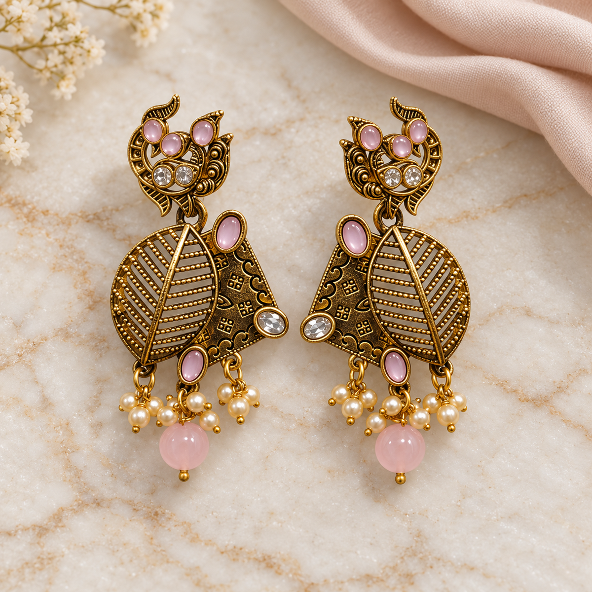 Seevee Fashion Gold Plated Kundan Stone Dangler Earrings