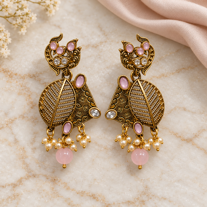 Seevee Fashion Gold Plated Kundan Stone Dangler Earrings