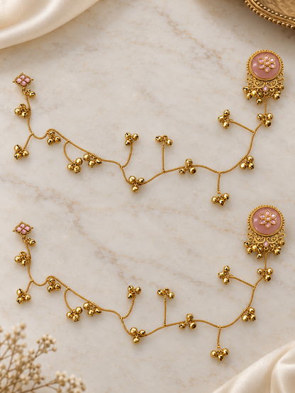 Seevee Fashion Gold Plated Kashmiri Earrings With Chain for Women