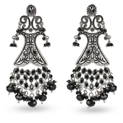 Seevee Fashion Oxidised Plated Pota Crystal Stone Dangler Earrings