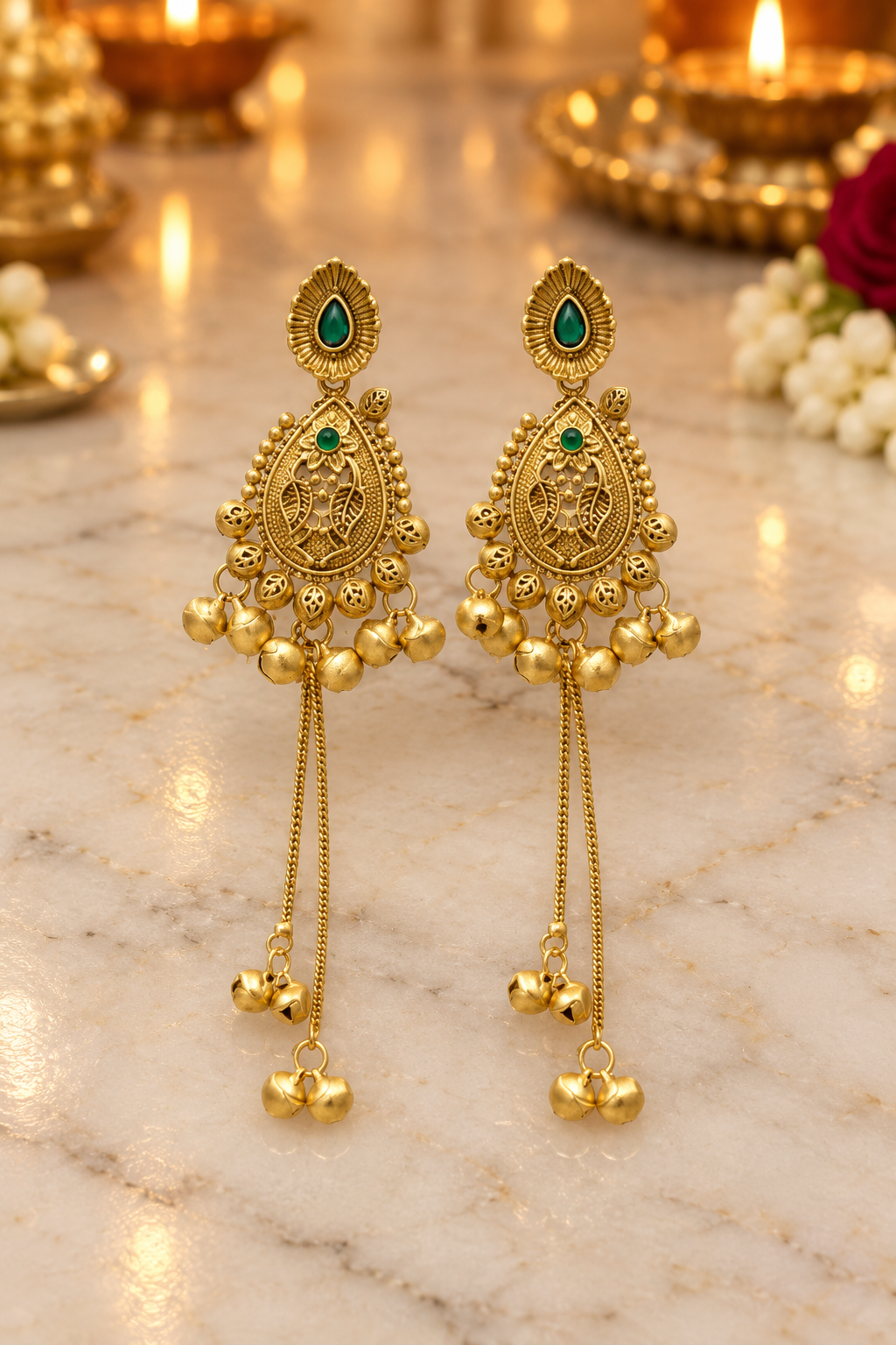 Seevee Fashion Gold Plated Pota Stone kashmiri Earrings for Women