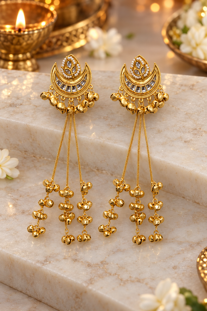 Seevee Fashion Gold Plated Pota Stone kashmiri Earrings for Women