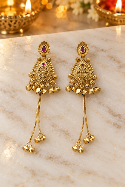 Seevee Fashion Gold Plated Pota Stone kashmiri Earrings for Women