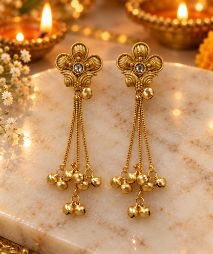 Seevee Fashion Gold Plated Pota Stone kashmiri Earrings for Women