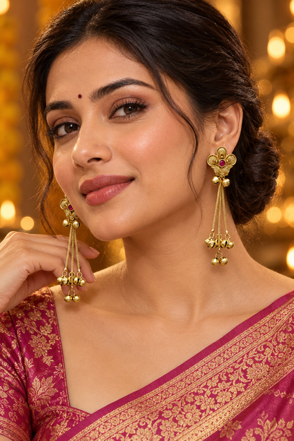Seevee Fashion Gold Plated Pota Stone kashmiri Earrings for Women