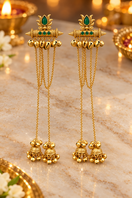 Seevee Fashion Gold Plated Pota Stone kashmiri Earrings for Women
