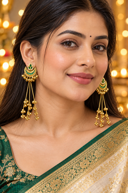 Seevee Fashion Gold Plated Pota Stone kashmiri Earrings for Women