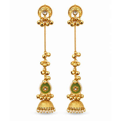 Seevee Fashion Gold Plated Pota Stone Traditional Ethnic Kashmiri Earrings