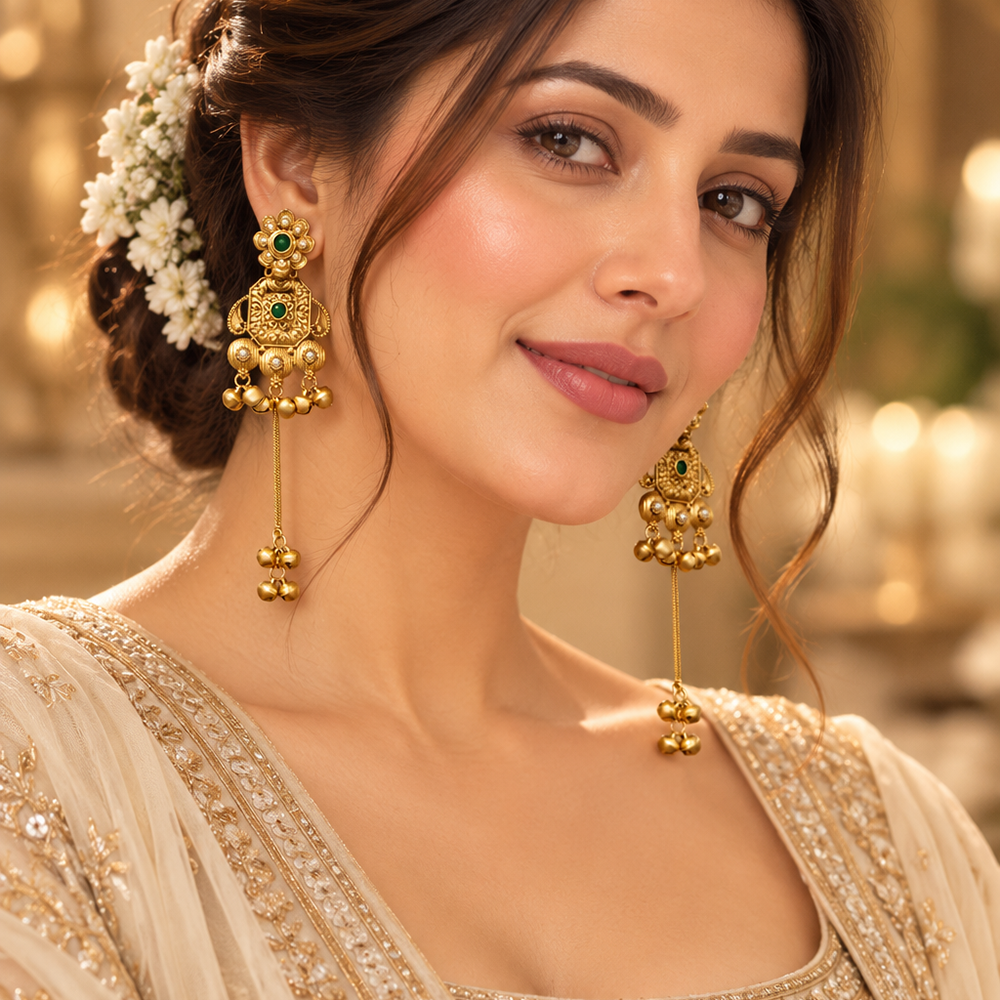 Seevee Fashion Gold Plated Austrian Stone kashmiri Earrings for Women