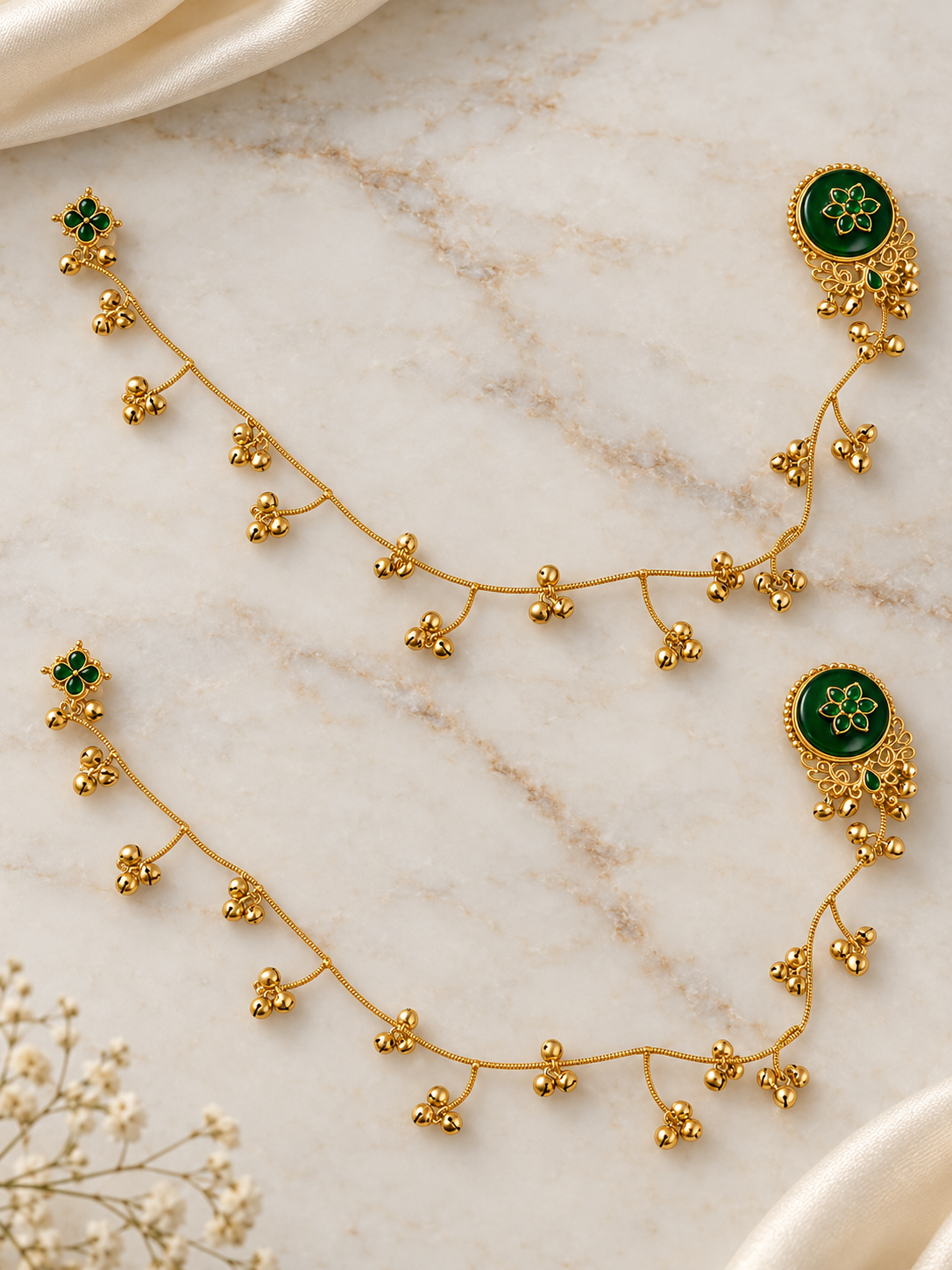 Seevee Fashion Gold Plated Kashmiri Earrings With Chain for Women