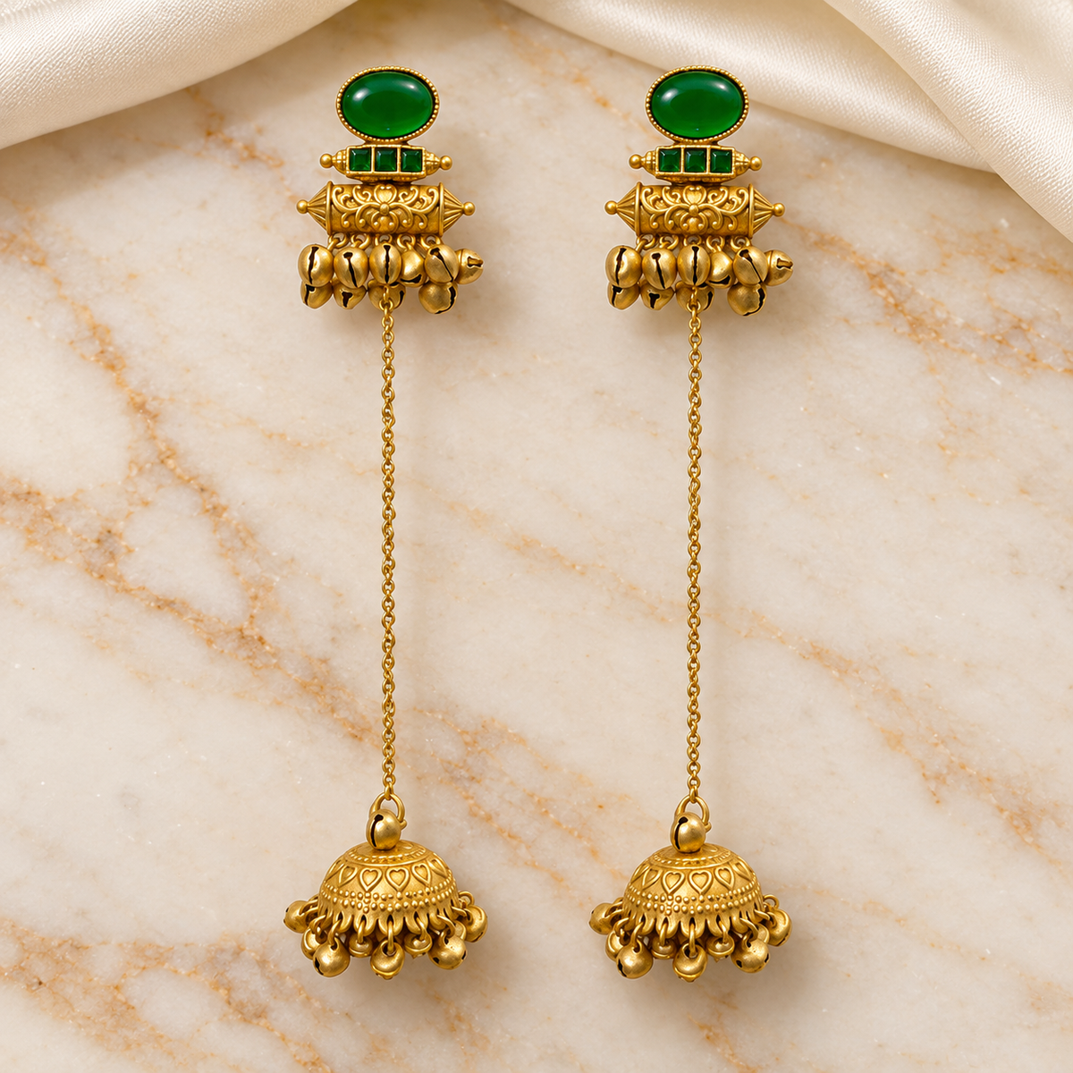 Seevee Fashion Gold Plated Pota Stone kashmiri Earrings for Women