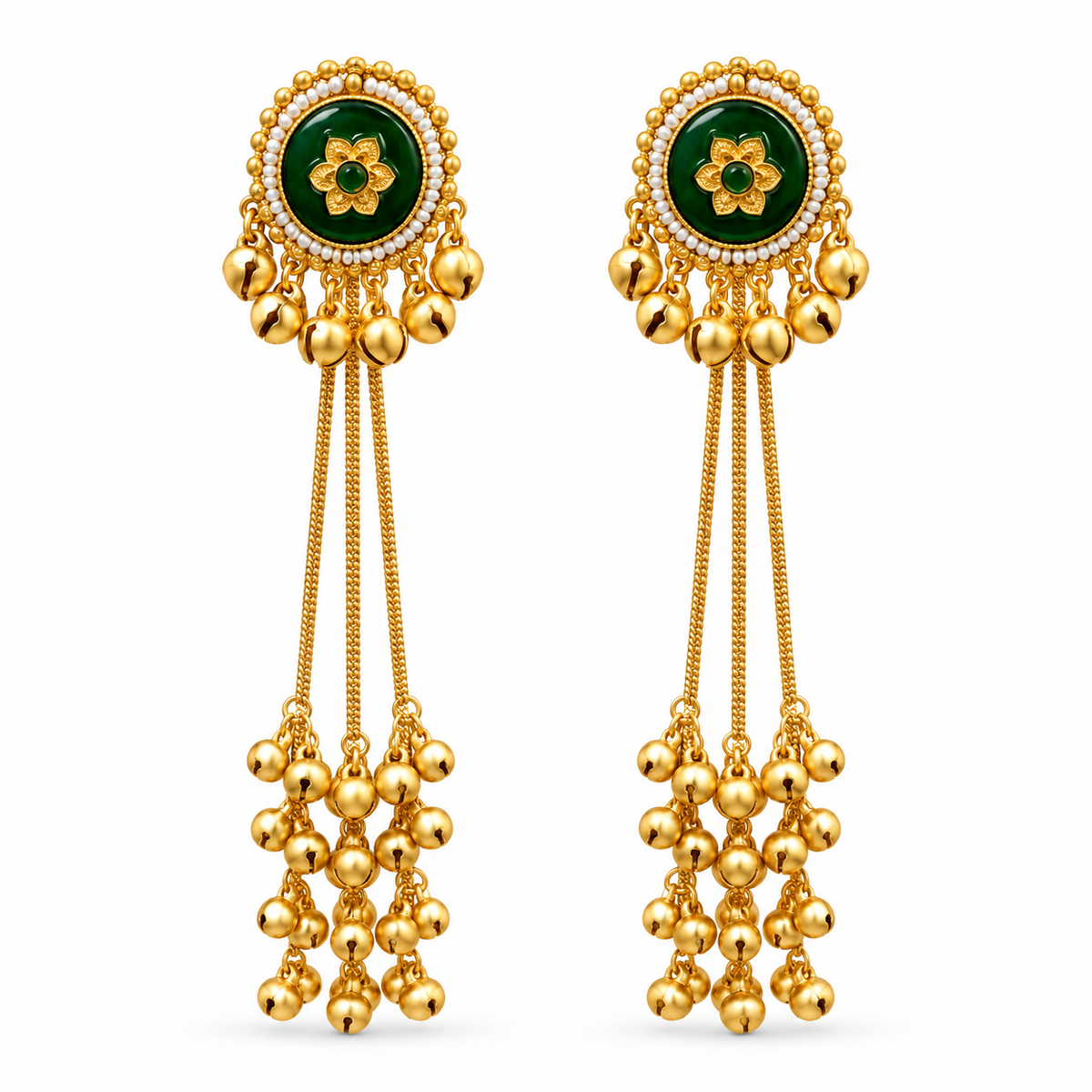 Seevee Fashion Gold Plated Pota Stone kashmiri Earrings for Women