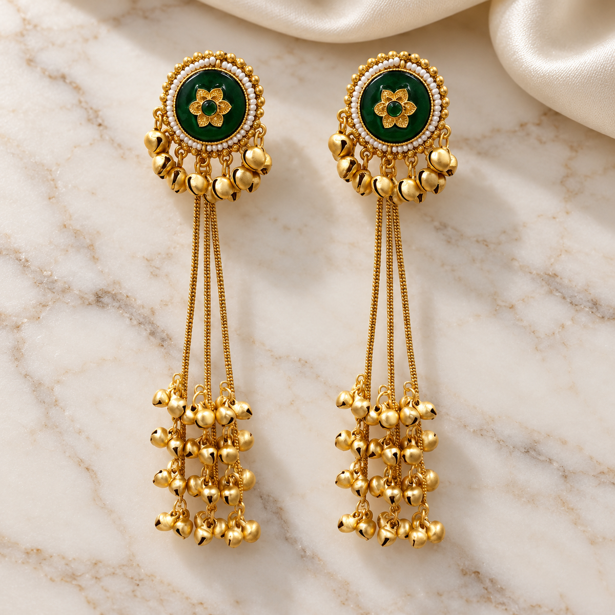Seevee Fashion Gold Plated Pota Stone kashmiri Earrings for Women