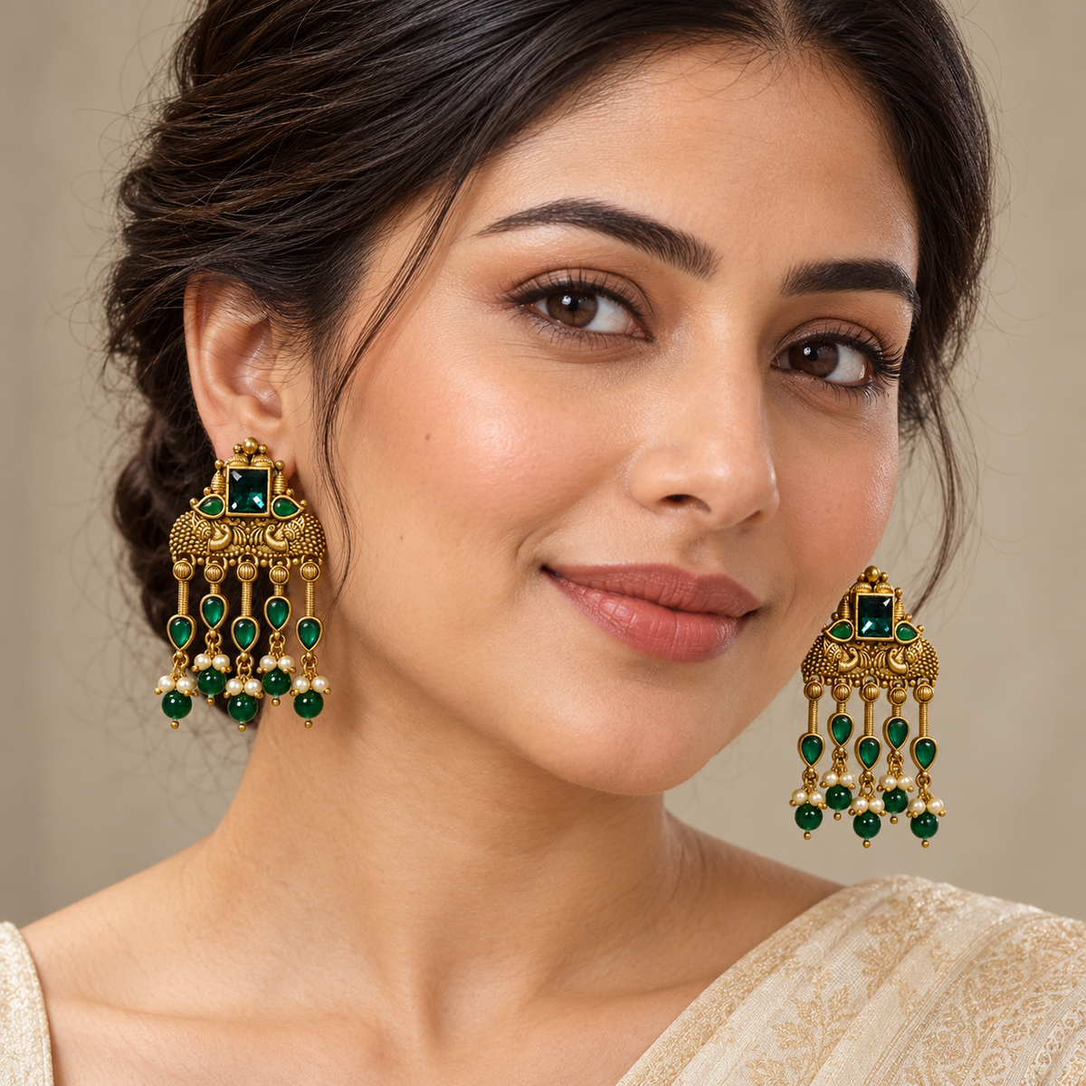 Seevee Fashion Gold Plated Kundan Stone Dangler Earrings for Women