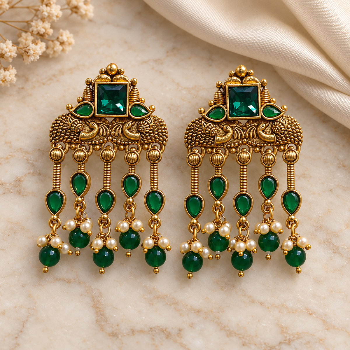Seevee Fashion Gold Plated Kundan Stone Dangler Earrings for Women