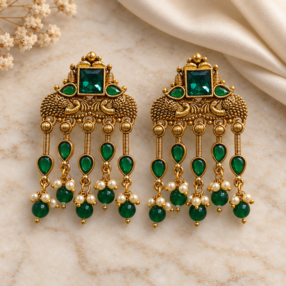 Seevee Fashion Gold Plated Kundan Stone Dangler Earrings for Women