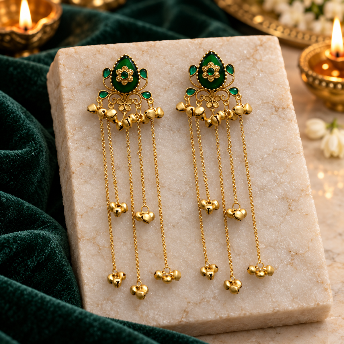 Seevee Fashion Gold Plated Pota Stone kashmiri Earrings for Women