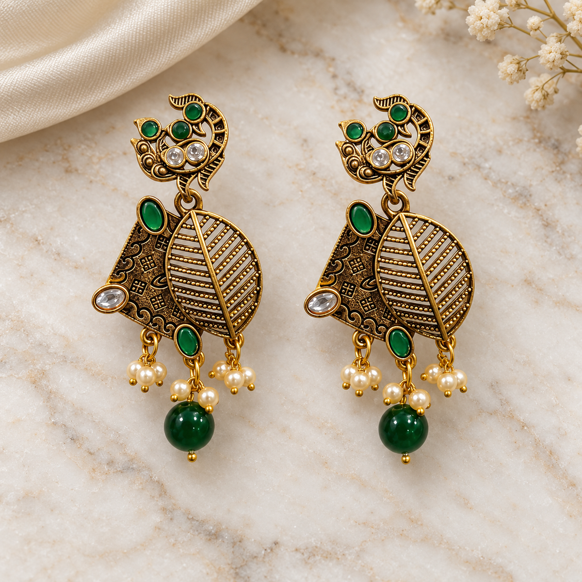 Seevee Fashion Gold Plated Kundan Stone Dangler Earrings