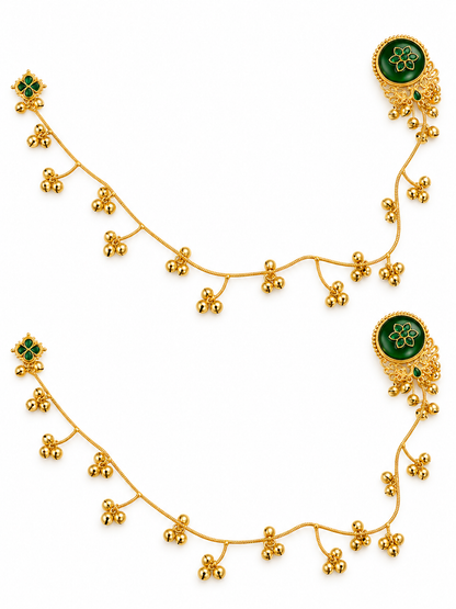 Seevee Fashion Gold Plated Kashmiri Earrings With Chain for Women