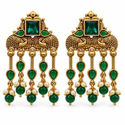 Seevee Fashion Gold Plated Kundan Stone Dangler Earrings for Women