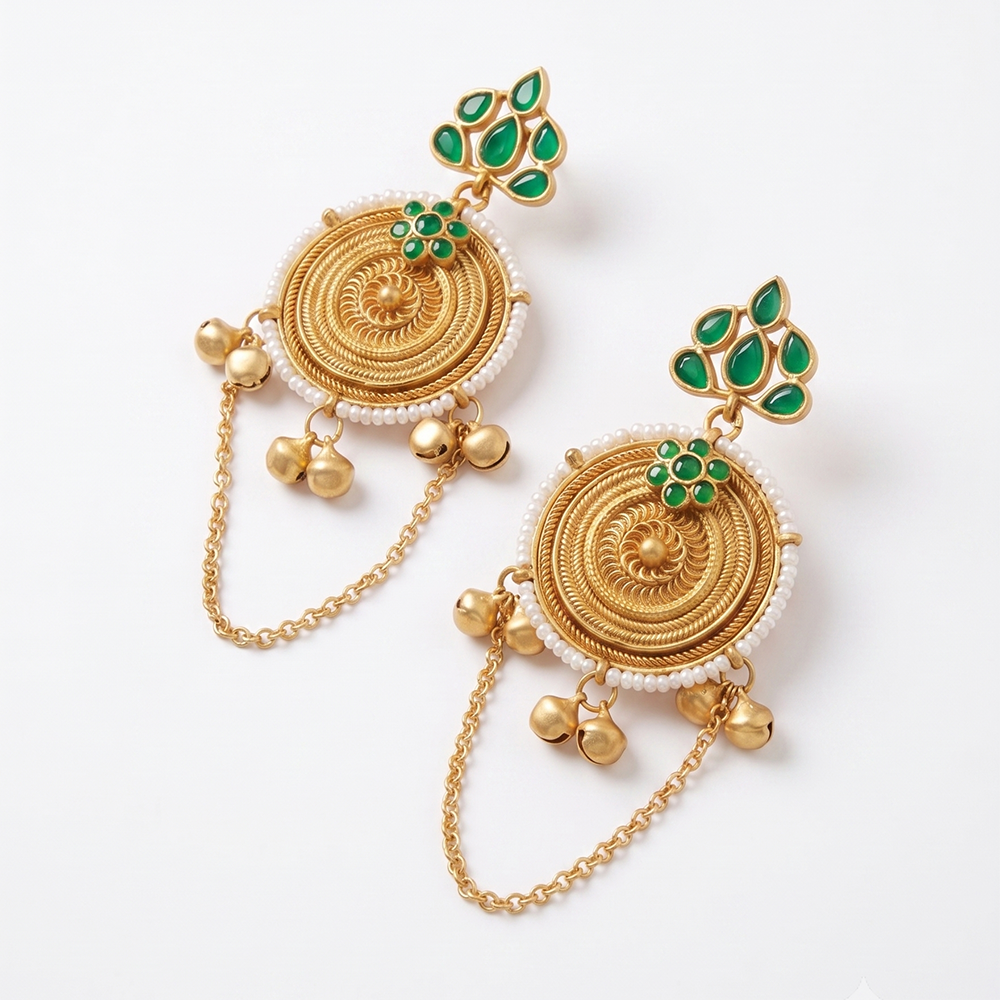 Seevee Fashion Gold Plated Kundan Pota Stone kashmiri Earrings for Women