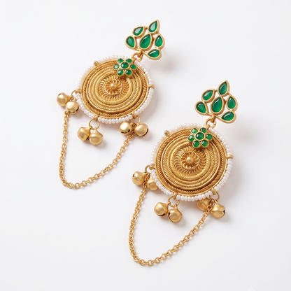Seevee Fashion Gold Plated Kundan Pota Stone kashmiri Earrings for Women