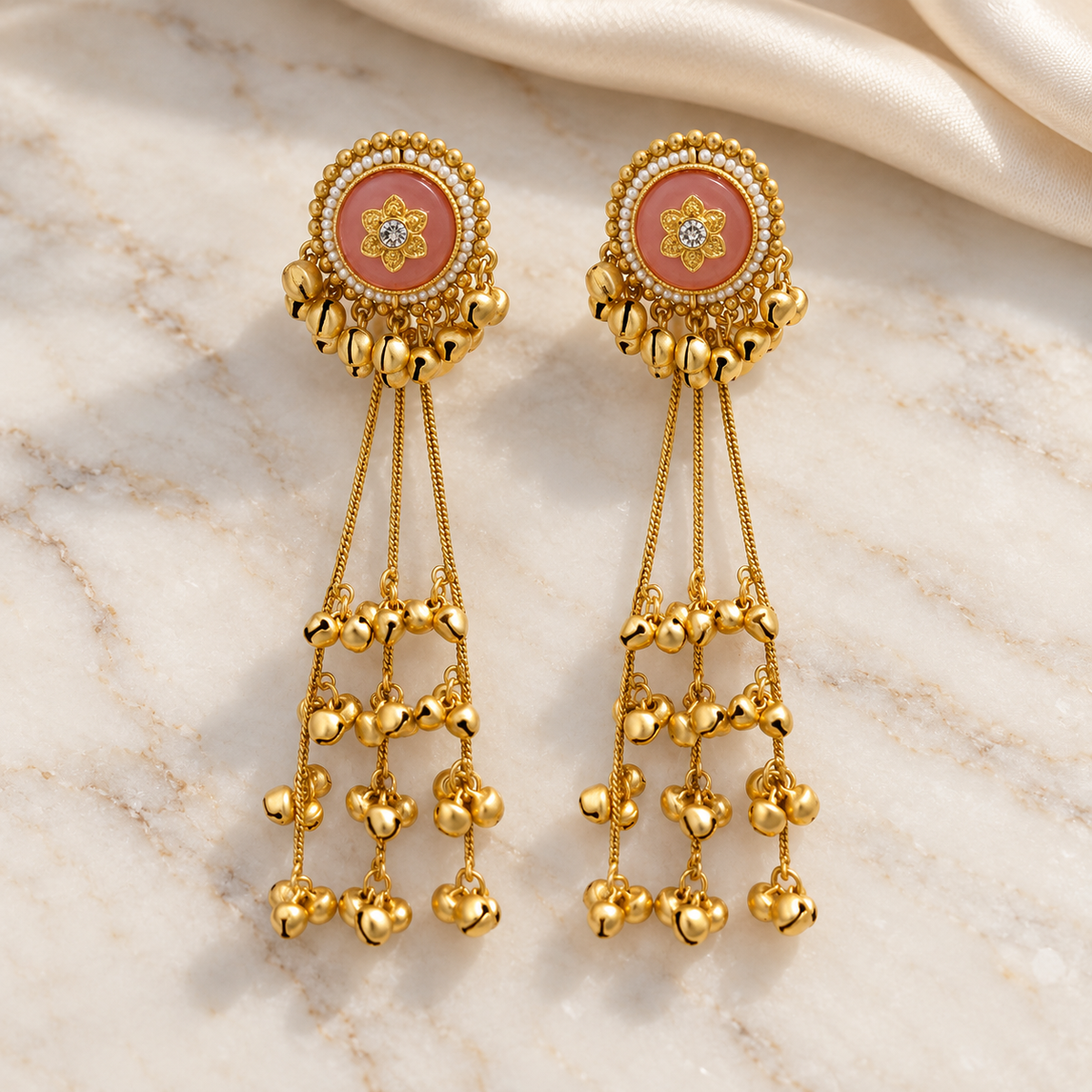 Seevee Fashion Gold Plated Pota Stone kashmiri Earrings for Women