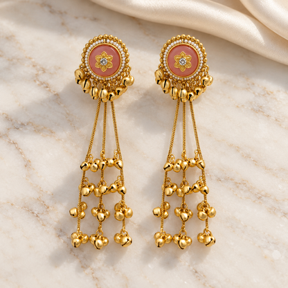 Seevee Fashion Gold Plated Pota Stone kashmiri Earrings for Women