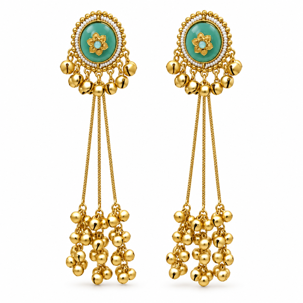 Seevee Fashion Gold Plated Pota Stone kashmiri Earrings for Women