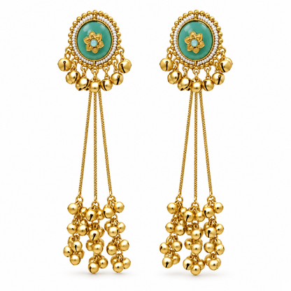 Seevee Fashion Gold Plated Pota Stone kashmiri Earrings for Women