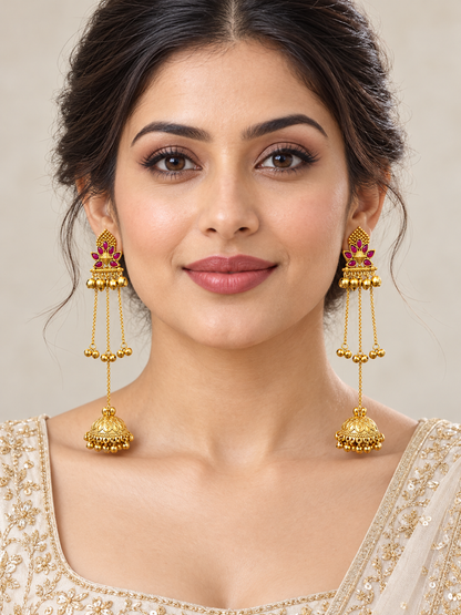 Seevee Fashion Gold Plated Stylish Dangler Jhumka Earrings