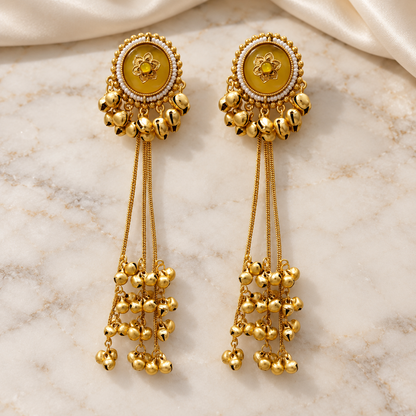 Seevee Fashion Gold Plated Pota Stone kashmiri Earrings for Women