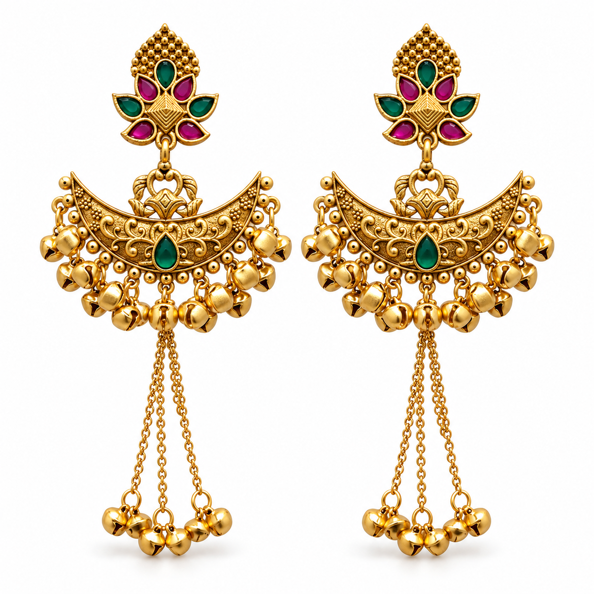 Seevee Fashion Gold Plated Pota Stone kashmiri Earrings for Women