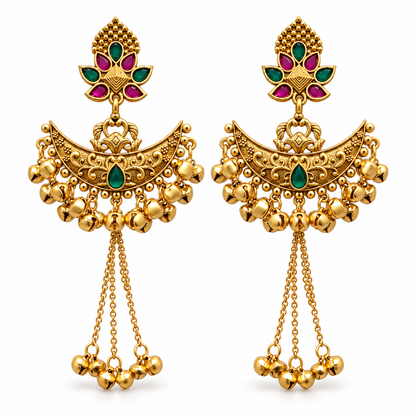 Seevee Fashion Gold Plated Pota Stone kashmiri Earrings for Women