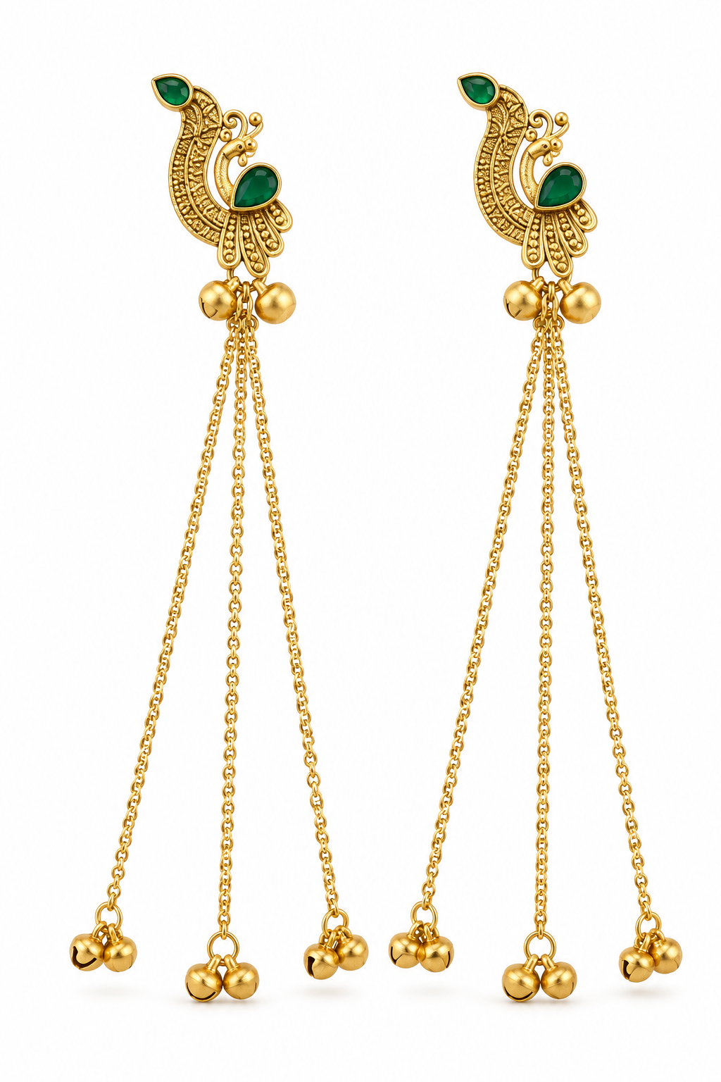 Seevee Fashion Gold Plated Pota Stone Peacock kashmiri Earrings for Women