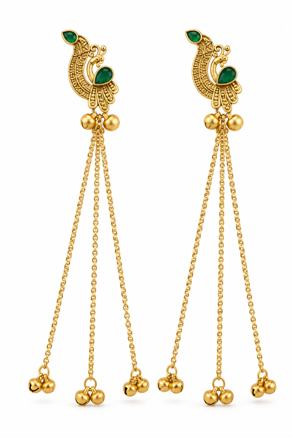 Seevee Fashion Gold Plated Pota Stone Peacock kashmiri Earrings for Women