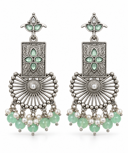 Seevee Fashion Oxidised Plated Pota Stone Dangler Earrings