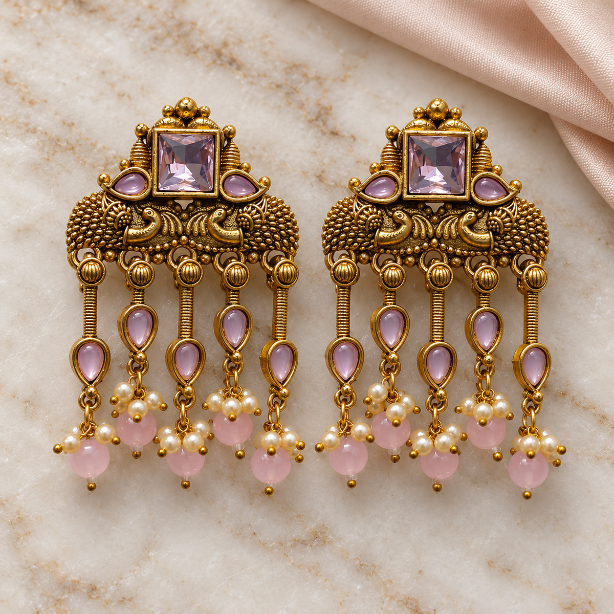 Seevee Fashion Gold Plated Kundan Stone Dangler Earrings for Women