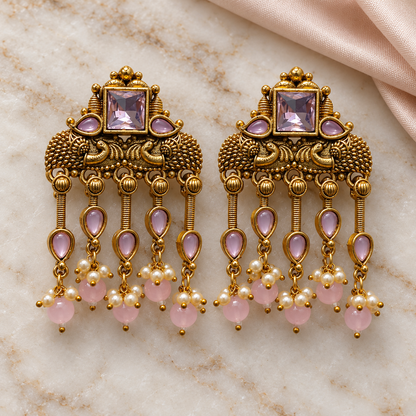 Seevee Fashion Gold Plated Kundan Stone Dangler Earrings for Women