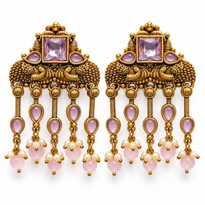 Seevee Fashion Gold Plated Kundan Stone Dangler Earrings for Women