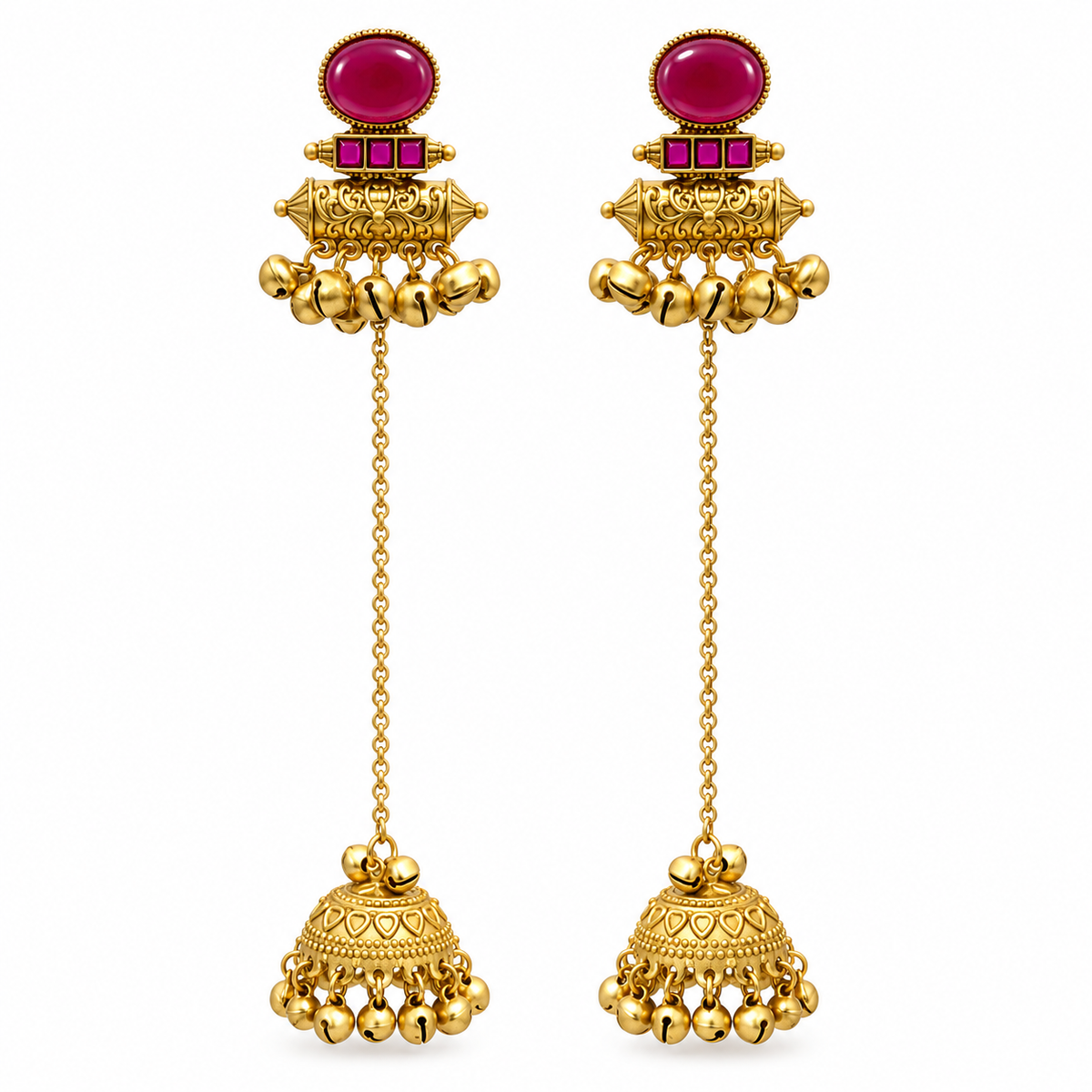 Seevee Fashion Gold Plated Pota Stone kashmiri Earrings for Women