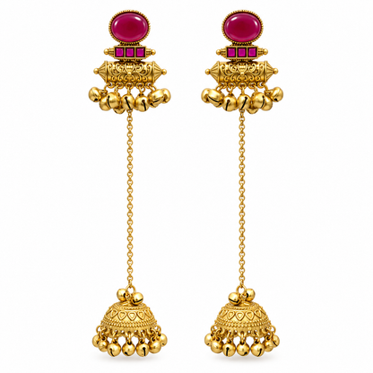 Seevee Fashion Gold Plated Pota Stone kashmiri Earrings for Women