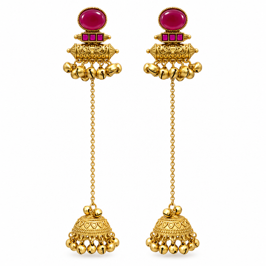 Seevee Fashion Gold Plated Pota Stone kashmiri Earrings for Women